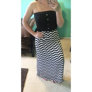 Chevron Strapless Maxi Dress